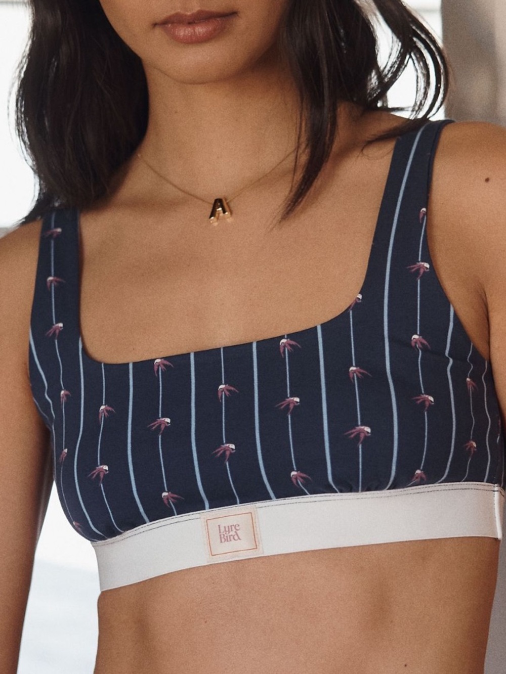 NWT Anthropologie LyreBird CottonCloud Bird Print Scoop-Neck Bra